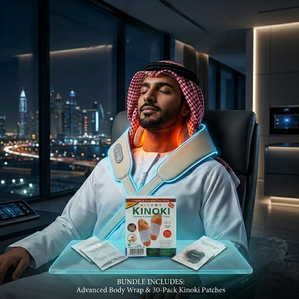 عافـي (AAFIY) — نظام الاستشفاء الليلي  جهاز مساج الرقبة 3 في 1 + 10 لزقات سموم للجسم